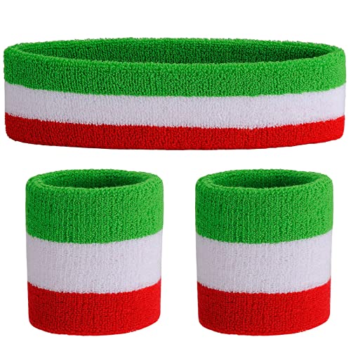 Image of ONUPGO Sweatband Set Sports Headband Wristband Set Sweatbands Terry Cloth Wristband Wrist Sweatband Headbands Moisture Wicking Sweat Absorbing Head Band