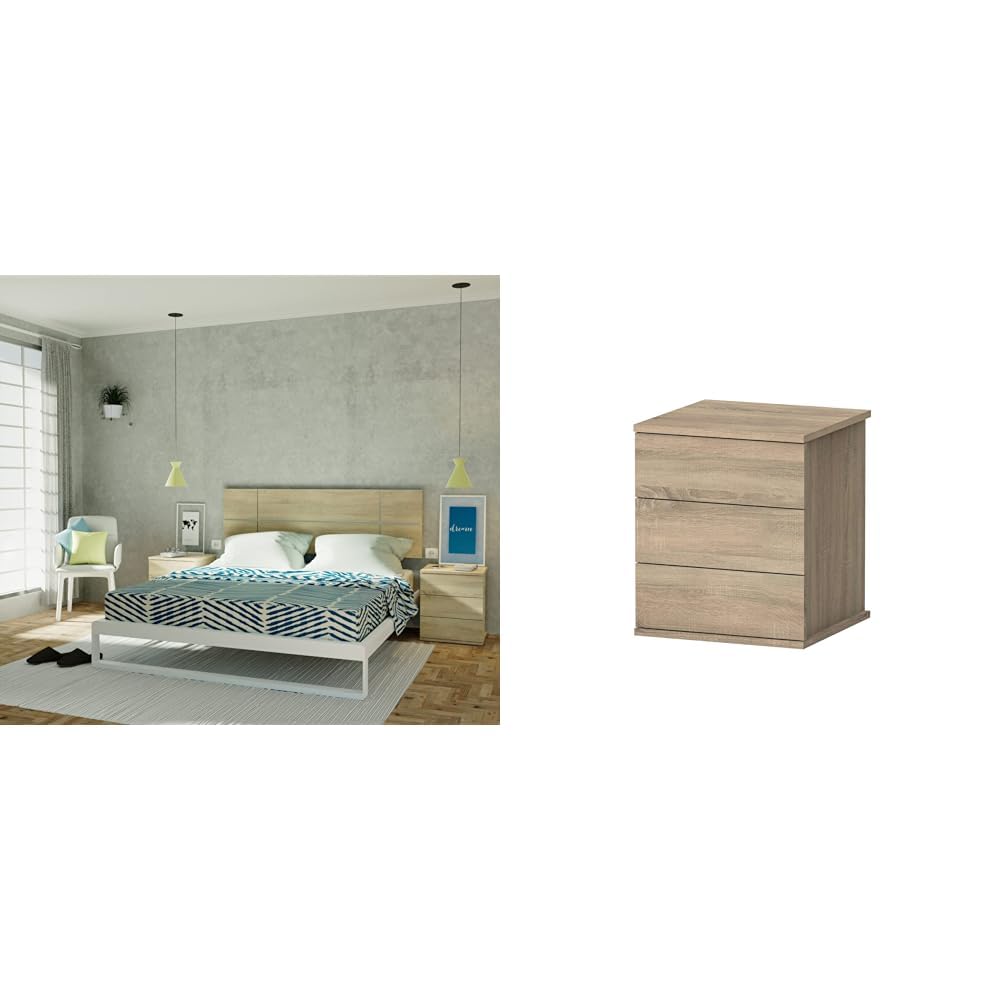 MUEBLES PITARCH Elsa Cabecero, Roble Cambrian, 160 cm Elsa Mesita, Cambrian, 48.5 x 41 x 40 cm