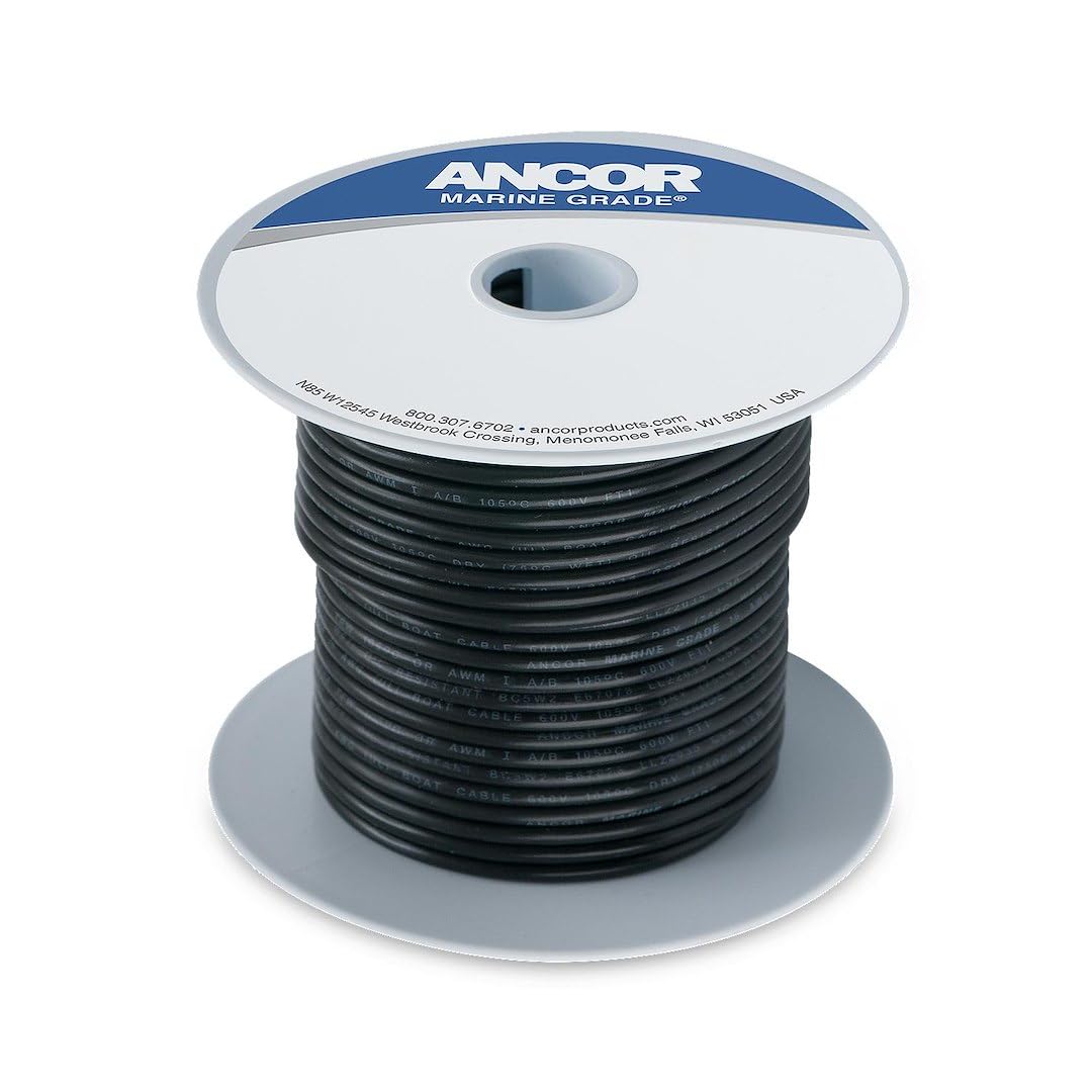 Ancor 100010 Tinned Copper Wire, 18 AWG (0.8mm2), Black - 100ft