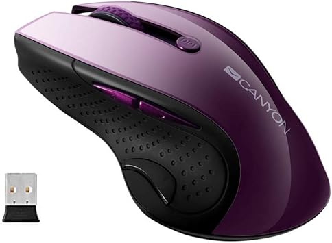 Canyon CMSW01P Wireless Mouse Purple 2.4GHz LED Sensor - Compatible with Windows/Mac OS 6 Buttons