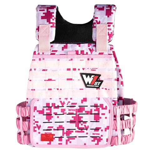WF Tactical Gewichtsweste - Verstellbare 6.4-27.2 kg für Männer und Frauen, Gewichtsweste für Training, Kraft, Funktionelle Fitness, langlebige Workout-Weste mit abnehmbaren Platten, Rosa Design WF Tactical Gewichtsweste - Verstellbare 6.4-27.2 kg für Männer und Frauen, Gewichtsweste für Training, Kraft, Funktionelle Fitness, langlebige Workout-Weste mit abnehmbaren Platten, Rosa Design