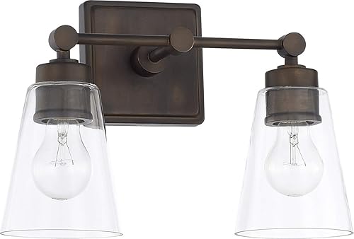 Miniatura 17 de Capital Lighting 8302BN-128 Baxter - Soporte de pared para tocador de baño, vidrio de leche, 2 luces, 200 vatios totales, 11 pulgadas de alto x 16