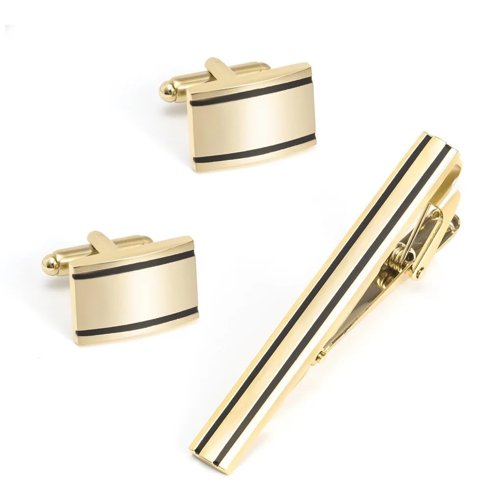 Krawattenklammern Galvanisiertes gebürstetes Krawattenklammer-Manschettenknopf-Set for Herren-Businesshemden, formelle Accessoires