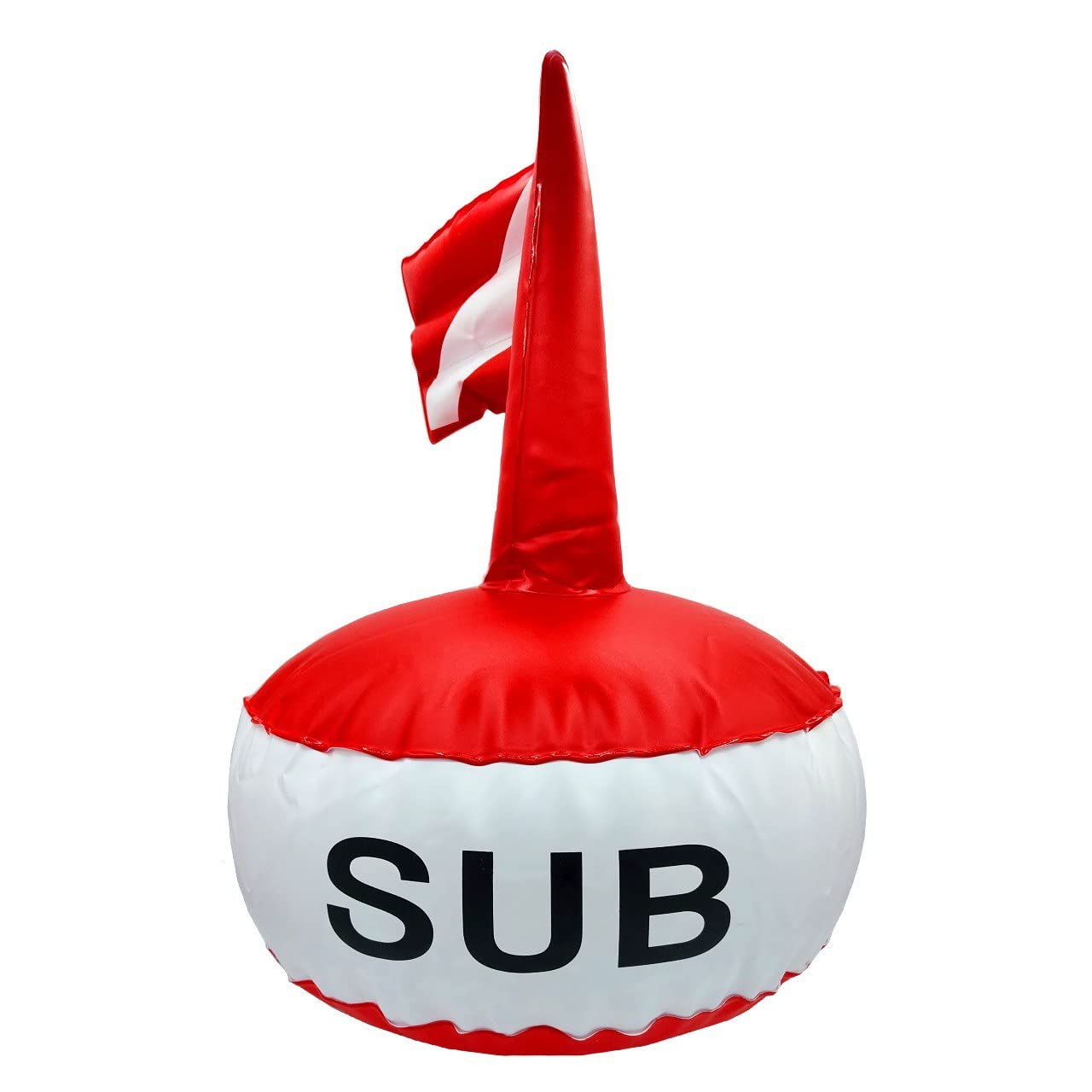 Boa Sub di Segnalazione Grande Alta 63 cm Diametro 37 cm con Bandiera Rossa e Bianco Fondo Zavorrabile