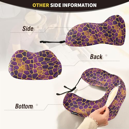 Image of ALAZA Lavenders Yellow Giraffe Spots Travel Neck Pillow Memory Foam Neck Pillow with Storage Bag,Soft Travel Pillow for Sleeping Travel Airplane Car Office Home