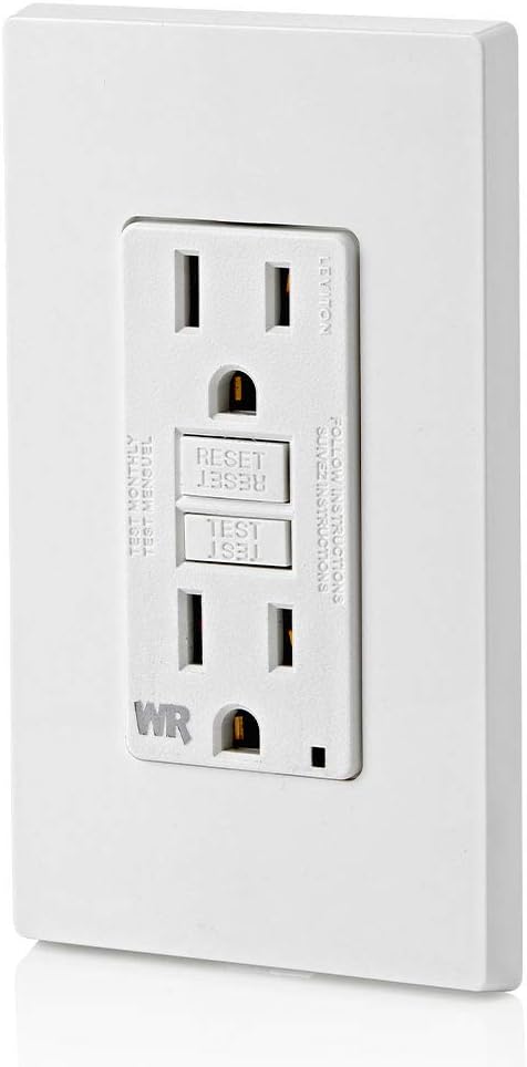 Leviton GFWR1-W Self-Test SmartlockPro Slim GFCI Weather-Resistant Receptacle with LED Indicator, 15 Amp, White - - 