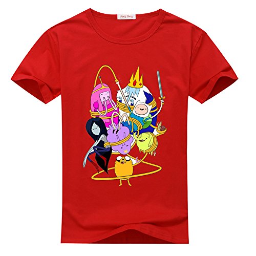 T-shirt Adventure Time en coton rouge grande taille XXL confortable