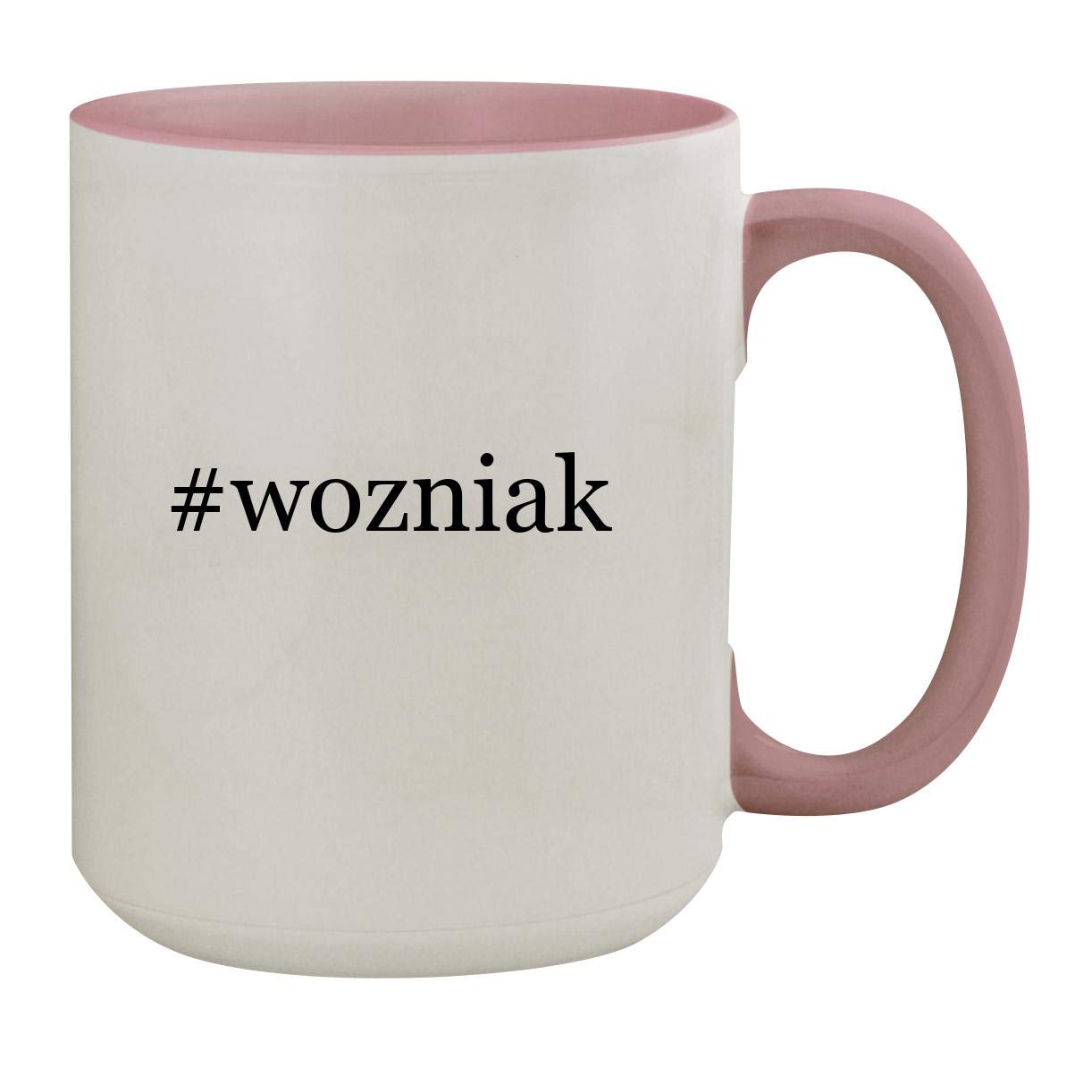 #wozniak - 15oz Hashtag Colored Inner & Handle Ceramic Coffee Mug, Pink