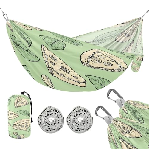 ATTX Green Pizza Camping Hammock - Lightweight & Portable Hammocks, Heavy Duty 330lbs Capacity for Indoor, Hiking, Backpacking, Travel, Backyard, Beach#571