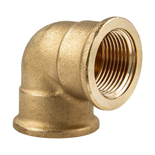 tecuro Angle 90° brass blank on both sides internal thread (1/2 inch), Gold, 1/2 Zoll