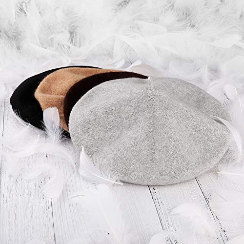 Quacoww 4 Pieces Beret Hats For Women, Beret Hat French Style, Beanie Hats Fashion Ladies Beret Caps Outdoor Hat (Black, Brown, Gray, Khaki) #TOP4