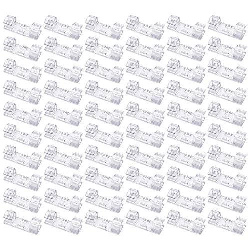 60 Pack Cable Clips, SACONELL Strong Self-Adhesive Cable Management TV PC Wire Holder, Sticky Mount-Round Plastic Cord Clamps for Car, Home and Office(Transparent)