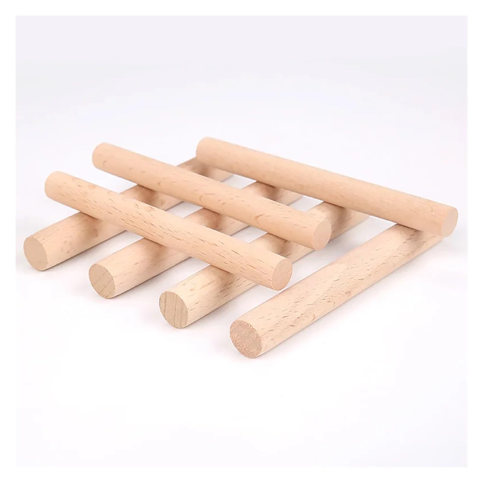 Puste drewniane kołki, Zestaw 5 prętów do kołków z twardego drewna, 1-1,4 cm x 10-40, makramy(1.4x40cm)