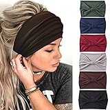 Yeshan Wide Headbands for Women Large African Bandana headband Non Slip Boho Head bands Yoga Running Sports Workout Gym Turbans Thick Head band,pack of 6