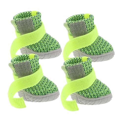 ORFOFE 4 Piezas Pet Four Seasons Zapatos Deportivos Cachorro Botines Patucos para Perros pequeños Botas de Barro para Perros Poliéster Verde