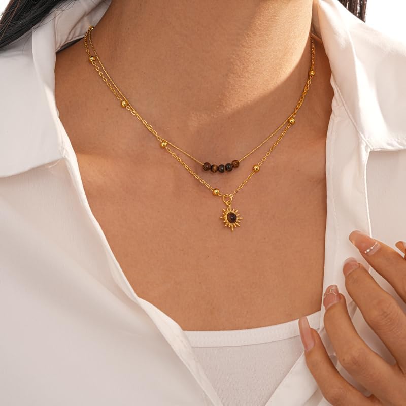 Gold Layered Necklace for Women-Dainty Pendant Charm Necklaces Gold Choker Jewelry Gifts Outfit Women - Image 2