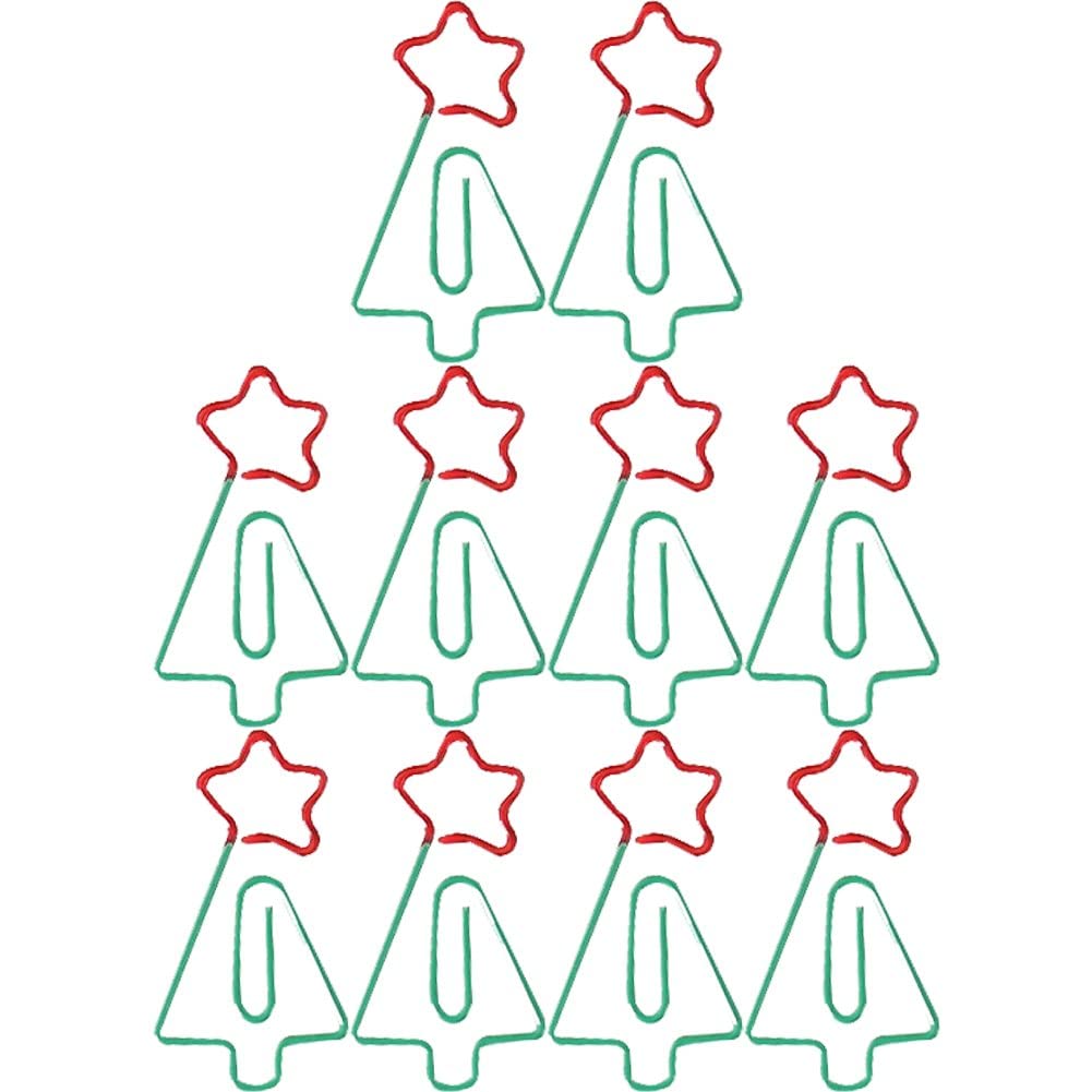 Ericetion Christmas Tree 10 Pieces Small Paperclips Shaped Metal Paper Clip Bookmark Stationery School Stationery