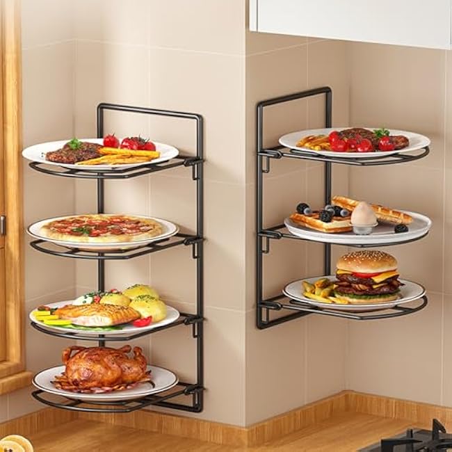Multi Layer Food Tray,Wall Mounted Food Sorting Tray,Kitchen Sundries Rack,for Snack Fruit and Vegea(Black,3tier)
