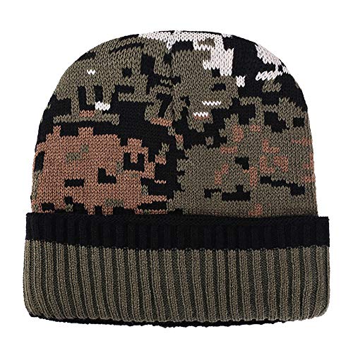 Military Ba Classic Men's Warm Winter Hats Acrylic Knit Cuff Beanie Cap Daily Beanie Hat-Camo Green