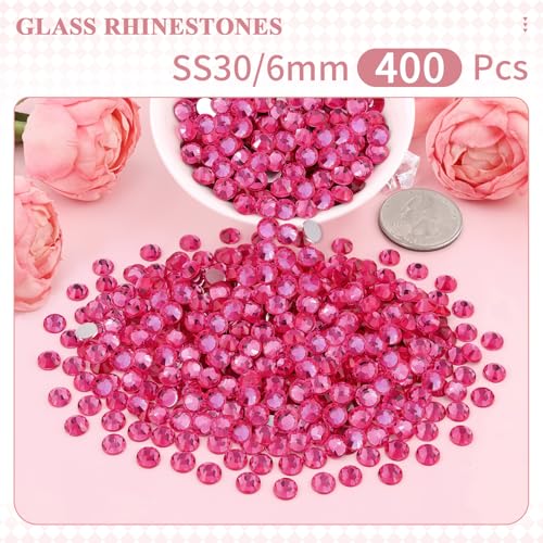 Image of 400PCS SS30 /6mm Crystal Glass Rhinestones for Bedazzling (Rose) | Flatback Rhinestones for Crafting DIY Nail Art Makeup Decoration, Gems Diomand Charms for Tumbler Shoes Clothing Mug