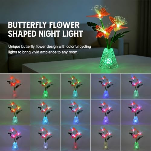Image of Fiber Optic Butterfly Lamp, Night Light Birthday Gift for Women Home Decor