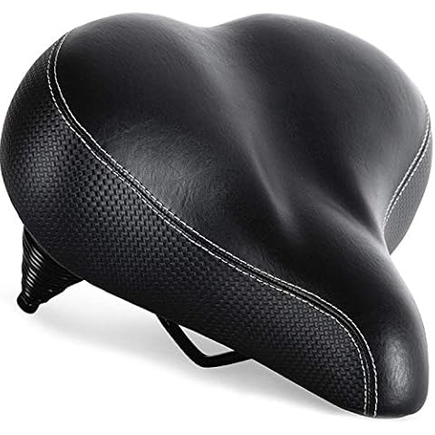 Bikeroo Extra Padded Bike Seat - Firm Comfortable Bike Seats for Men & Women - Compatible with Peloton, NordicTrack, Schwinn, Indoor Stationary Exercise Bikes - Wide Bicycle Seat Replacement Saddle Cover