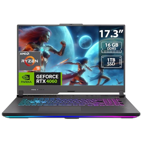 GeForce RTX 4060 ASUS Laptop Gamer ROG Strix G17 G713AMD Ryzen 9 7845HX RAM 16GB SSD 1TB, Display da 17.3\