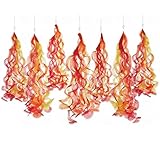 First Responders Fireman Paper Hanging Decorations – Life-Like Paper Flame Hanging Swirls - 24' (20 PC), Fake Fire Decorations, Orange Party Decorations for Pentecost Events & Boys Birthday Parties