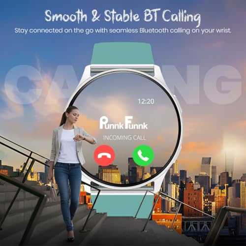 Image of PunnkFunnk Active 2 Smartwatch with 1.39 inch HD Round Display, Bluetooth Calling, Heart Rate & SPO₂ Monitor, 100+ Sports Modes, IP67, Long Battery Life for Men & Women (Light Green)