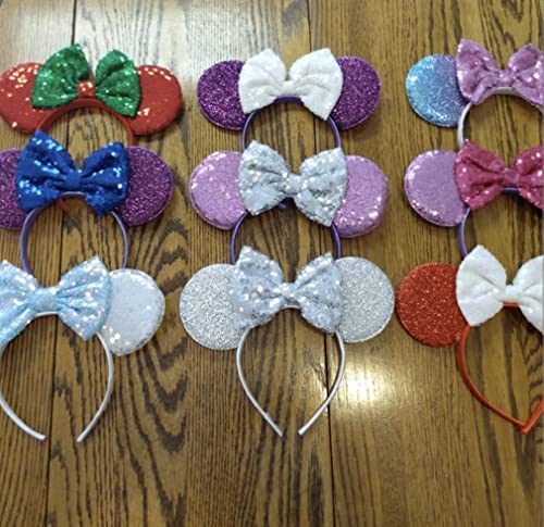 Image of CLGIFT Rose gold Minnie Ears,Pick your color, Iridescent Minnie Ears, Silver gold blue minnie ears, Rainbow Sparkle Mouse Ears,Classic Red Sequin Minnie Ears (Clearance - Mystery 3pc)