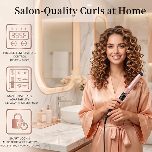 Image of Unlock Your Hair's Potential with MegaWise Pro: 1 1 /4 inch Ceramic Barrel, 60s Fast Heating, Anti-Scald Grip, and Complete Styling Kit for Effortless Glamour!