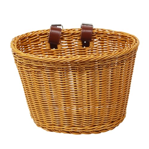 Brown Wicker-Style Bike Basket - 11.41" Large Front Bicycle Basket,
