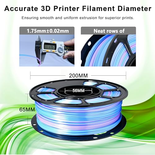 Image of iBOSS Silk PLA+ Gradient 3D Printing Filament, 1KG Spool 1.75mm Silk Shiny Purple Blue Gradient Printer Filament 2.2lb Brighter New Version, Neatly Wound 3D Printing Filament Compatible