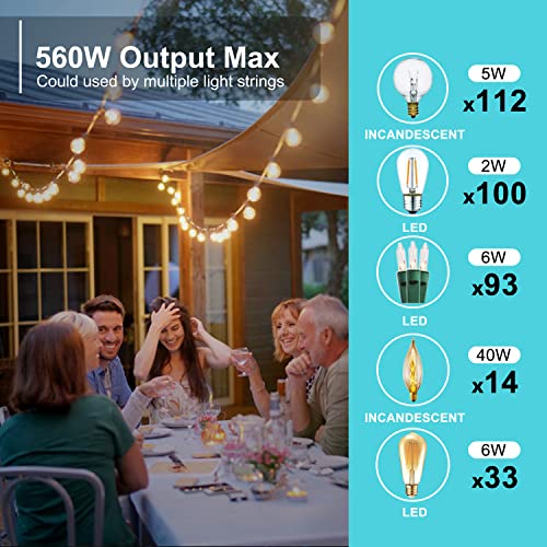 Outdoor Dimmer For String Lights,560W Outdoor Dimmer Plug, Weatherproof Lights Dimmer Plug,100Ft Wireless Remote Control Dimming Timer For Led Light Or Lamp Patio Lights Dimmer Timer (3 Prong Plug) #TOP7