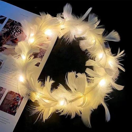 HIQE-FL LED Feather Wreath Headband, Pack of 16 LED Flower Wreaths, Luminous Hair Wreaths, LED Flower Wreath - Image 4