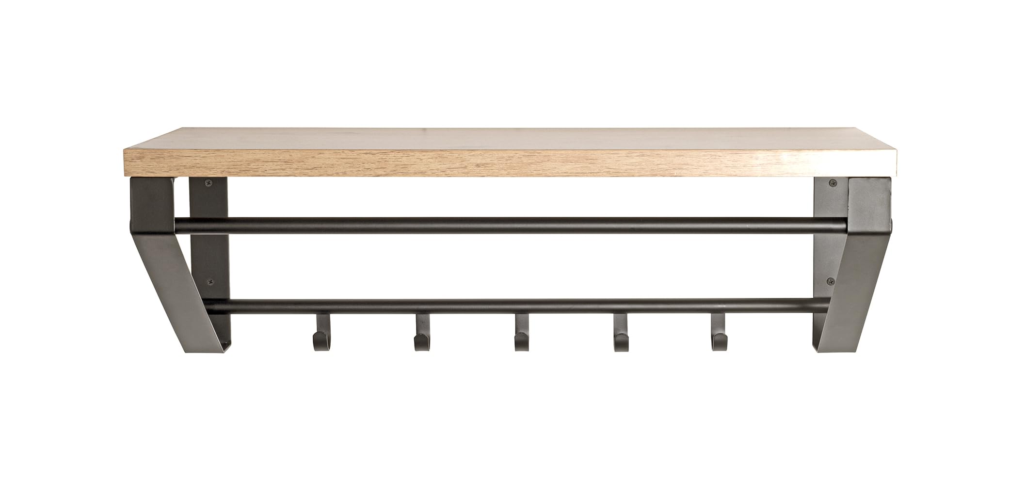 HAKU Wandgarderobe Eiche hell, schwarz, MDF, Metall - Maße: B 70 x H 23 x T 30 cm, Style: Modern