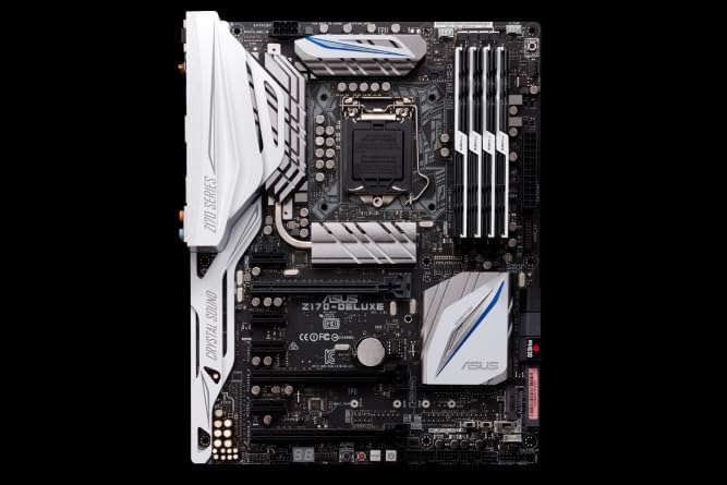 An example motherboard (ASUS Z170-DELUXE) with RAM slots