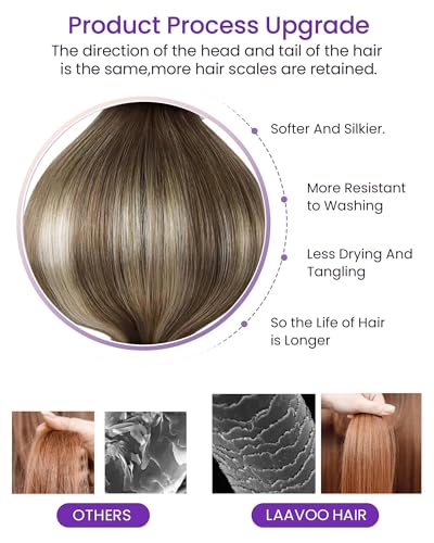 Image of LaaVoo Tape in Extensions Human Hair Balayage Tape in Hair Extensions Human Hair Ash Brown to Blonde Mix with Platinum Blonde Tape ins Hair Extensions Seamless 14 Inch 50g 20Pcs