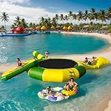 13Ft Inflatable Water Trampoline with Slide/Tube/Jumping Pillow Bag, Lake Trampoline Swimming Platform, Suitable for Lakes, Swimming Pools