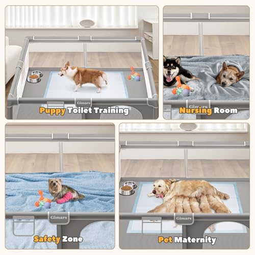 127x127x66 cm Welpengehege Mit Tür, Hundespielgehege Für Welpen Oder Kleine Hunde, Stabiles Sicherheitszaungehege Mit Dickem Stoff, Robustem Nylonnetz, Maschinenwaschbar