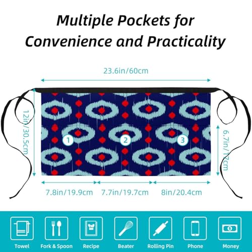 Lot de 3 tabliers courts multicolores avec 3 poches frontales intégrées
