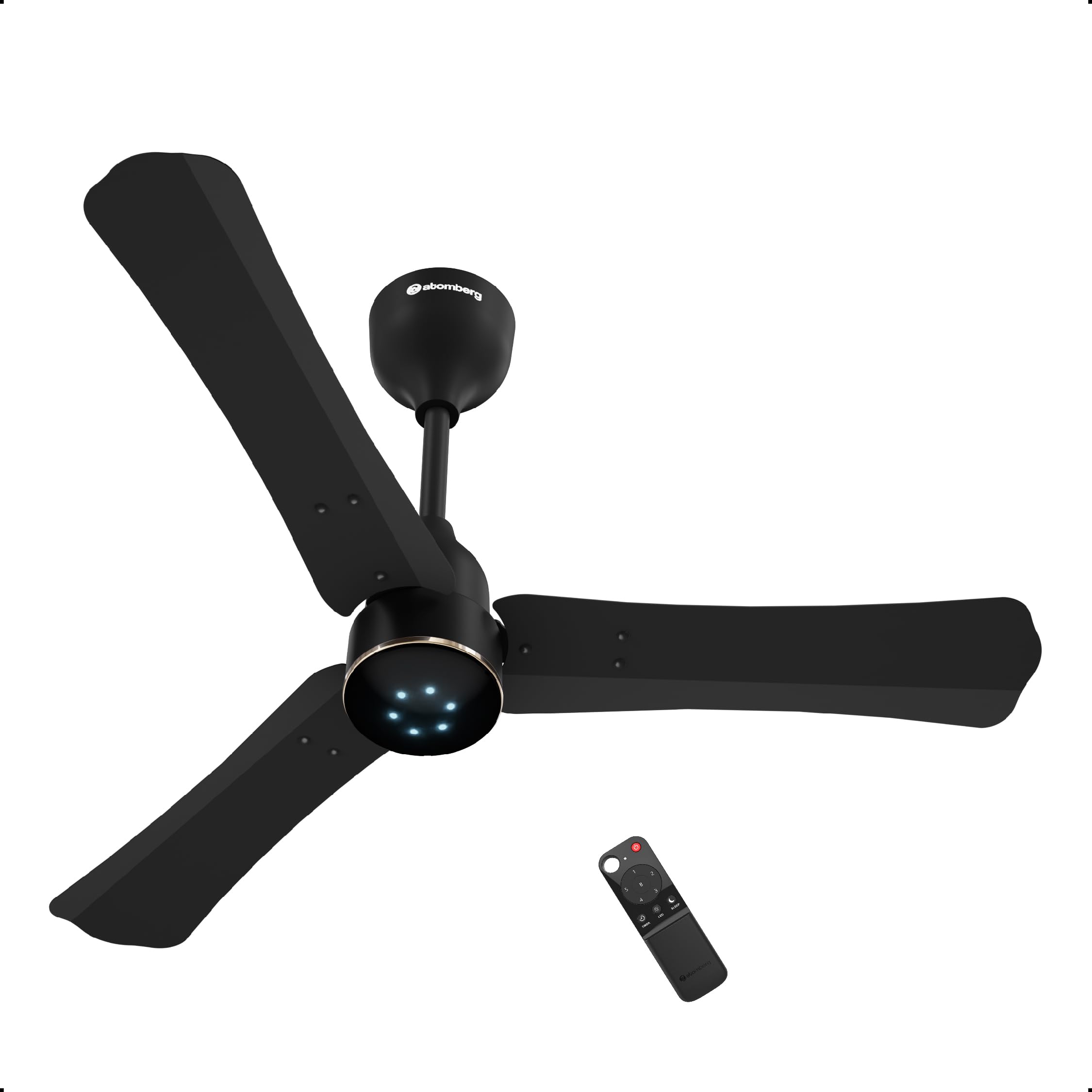atomberg Renesa Halo Smart 900mm BLDC Ceiling Fan with IoT & Remote | 5 star | High Air Delivery | Low noise operation | LED Speed Indicator | Sleek Design | 3 Year Warranty - Midnight Black