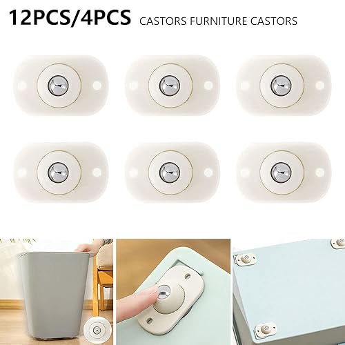 Miniatura 8 de 4 ruedas giratorias – Polea de pasta autoadhesiva/ruedas giratorias de acero inoxidable con rotación de 360 grados para muebles, cajas de