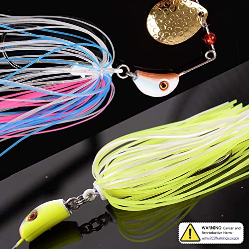 Spinner Bait Fishing Lures Kit 3/4Oz Hard Metal Spinnerbaits With Colorado Blades Swimbait Buzzbait Jig Topwater Fishing Lure Multicolor For Bass Trout Crappie Walleye Pike Salmon 6/12Pcs #TOP4
