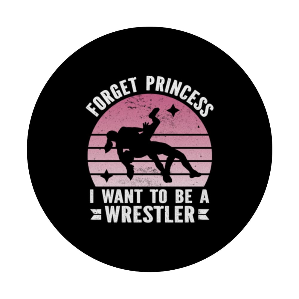 Forget Princess I Want To Be A Wrestler Female Wrestling PopSockets Swappable PopGrip, Black - Image 3