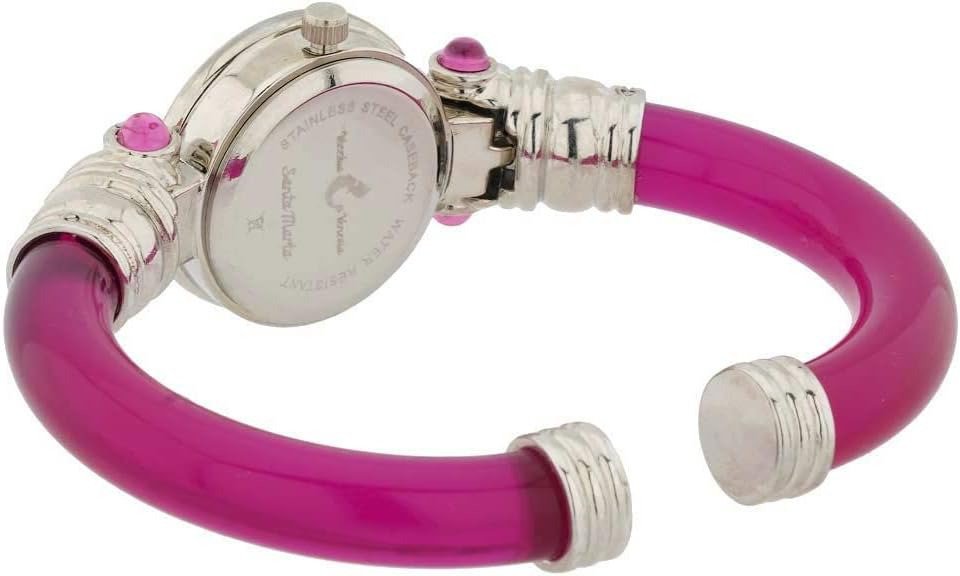 Glass Of Venice Murano Glass Millefiori Bangle Watch - Silver Magenta Multicolor
