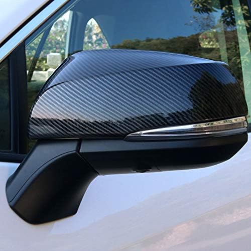 Chrome Carbon Fiber Print Door Rear View Mirror Cover Trim for Toyota RAV4 Highlander 2020 2021 2022 2023 2024 (Carbon Fiber Print Mirror Cover Trim)