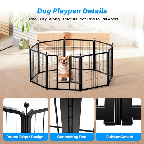 Simple Deluxe Dog Playpen Outdoor, Portable Dog Playpen for Travel, Camping, 24" Height 8 Panels Heavy Duty Dog Pen for Puppies/Small Dogs, Black - Image 4
