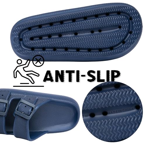 Double Buckle Adjustable Slides Sandals for Women and Men Casual Pillow Slippers for Womens EVA Flat Slides Sandals3