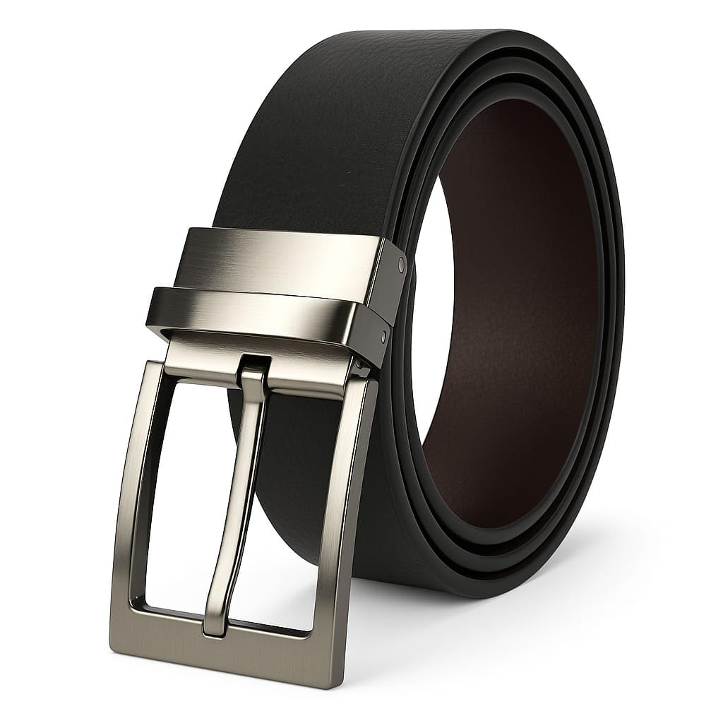 Reversible Belt for Men Leather Original - Adjustable Waistband up to 44 Inches, Genuine Leather Belt for Men Formal and Casual Wear, Black & Brown, Men Belts with Metal Buckle - Mens Accessories-image-9